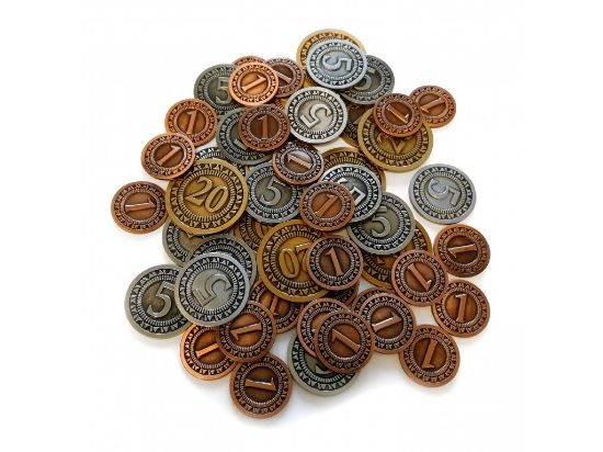 Obrázek Sada univerzálních kovových mincí (50 ks)  (metal coins set, 25x 1, 15x 5 a 10x 20)