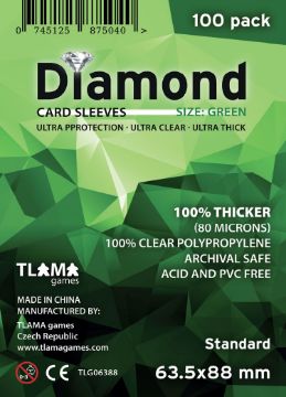 Zobrazit detail produktu - Obaly na karty Diamond Green: Standard (63,5x88 mm)  (80 mikronů, 100 ks) Obrázek Obaly na karty Diamond Green: Standard (63,5x88 mm)  (80 mikronů, 100 ks)