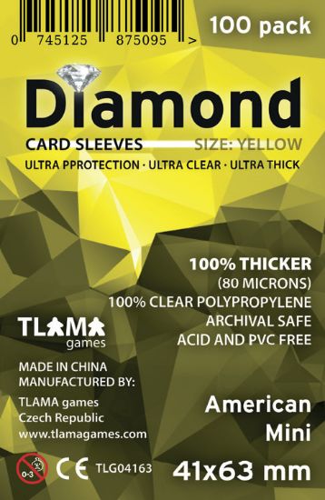 Obrázek Obaly na karty Diamond Yellow: American Mini (41x63 mm)  (80 mikronů, 100 ks)