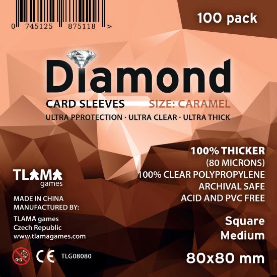 Obrázek Obaly na karty Diamond Caramel: Square Medium (80x80 mm)  (80 mikronů, 100 ks)