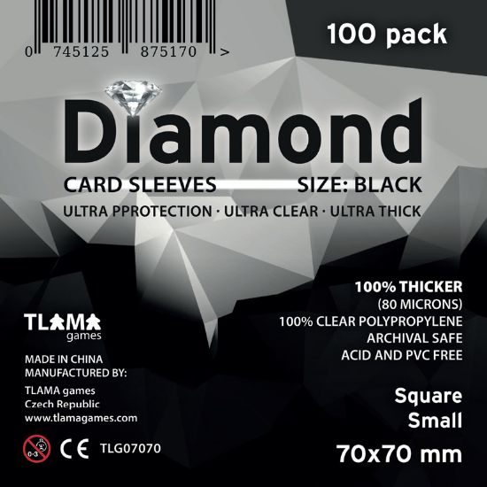 Obrázek Obaly na karty Diamond Black: Square Small (70x70 mm)  (80 mikronů, 100 ks)