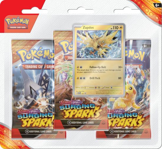 Obrázek Pokémon TCG: SV08 Surging Sparks - 3 Blister Booster