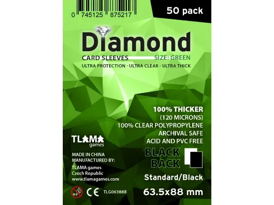 Obrázek Obaly na karty Diamond Green: Standard Black (63,5x88 mm) ČERNÉ