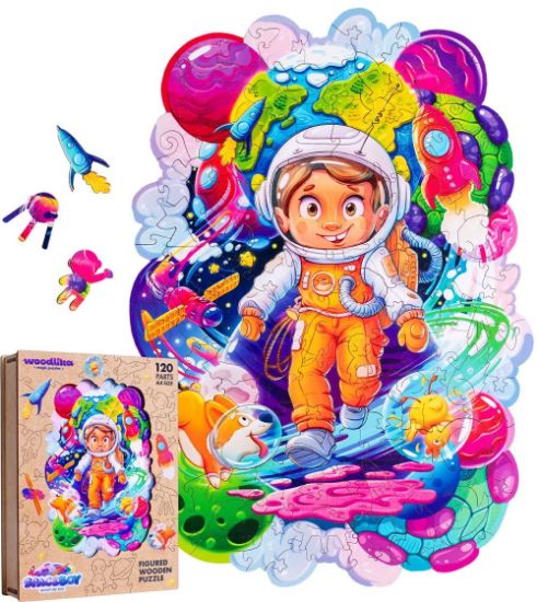 Obrázek DŘEVĚNÉ BAREVNÉ PUZZLE - Vesmírný dobrodruh