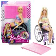 Obrázek Barbie modelka na invalidním vozíku v kostkovaném overalu 