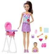 Obrázek Barbie SKIPPER BABYSITTER chůva s jídelní židličkou