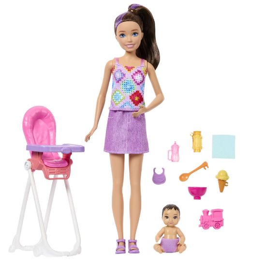 Obrázek Barbie SKIPPER BABYSITTER chůva s jídelní židličkou
