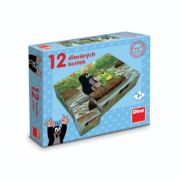 Obrázek Dřevěné lic. kostky Krtek a zvířátka – 12 kostek