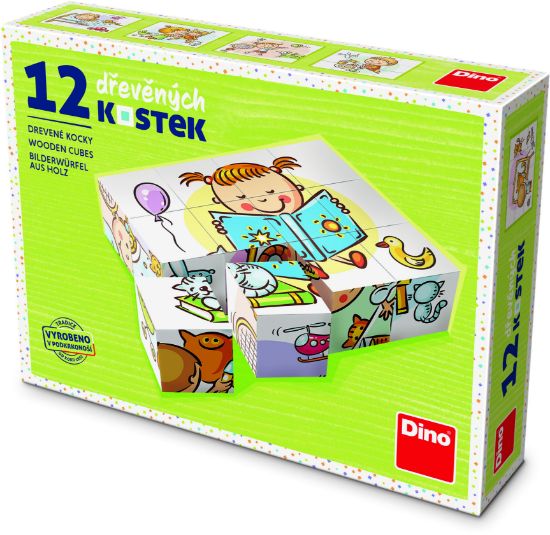 Obrázek Dřevěné kostky Hezký den – 12 kostek