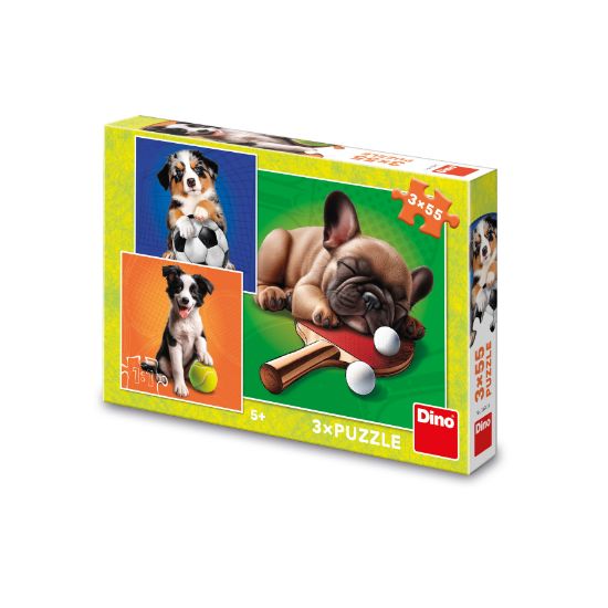 Obrázek Puzzle Psí sportovci 3x55 dílků