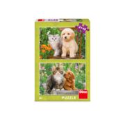 Obrázek Puzzle Pejsek a kočička na zahradě 2x48 dílků