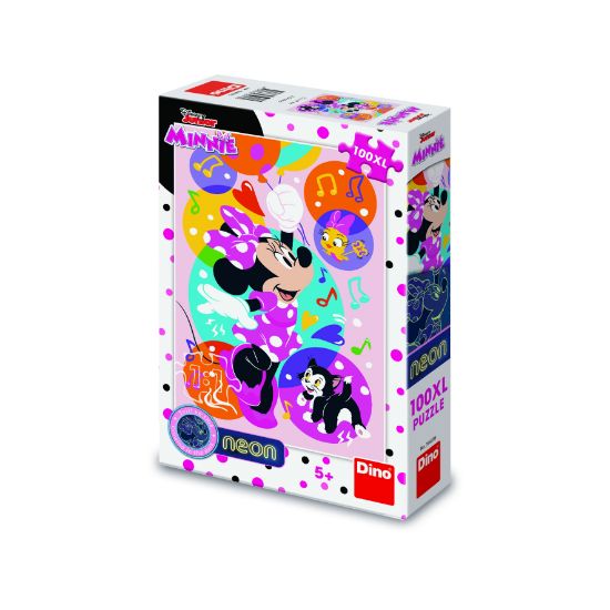 Obrázek Puzzle Svítící Minnie a balónky 100 xl dílků neon