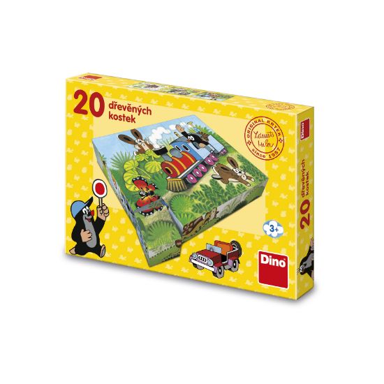 Obrázek Dřevěné kostky Krtek a doprava – 20 kostek