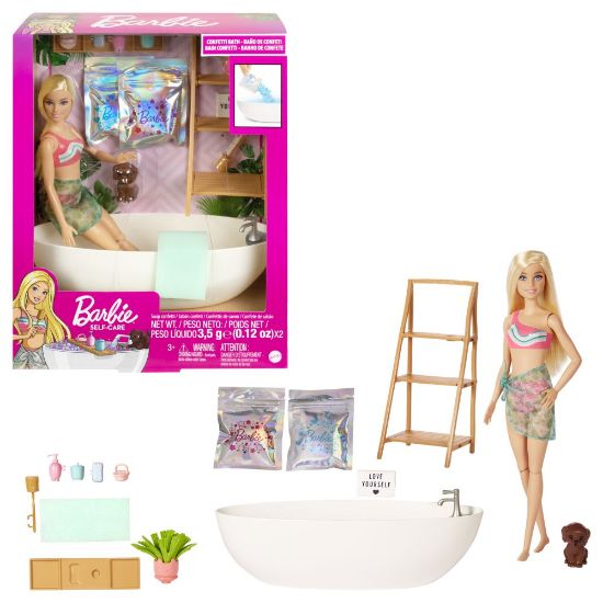 Obrázek Barbie panenka a koupel s mýdlovými konfetami blondýnka