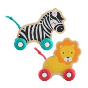 Obrázek Fisher Price dřevěná postrkovací lev a zebra 