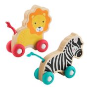 Obrázek Fisher Price dřevěná postrkovací lev a zebra 