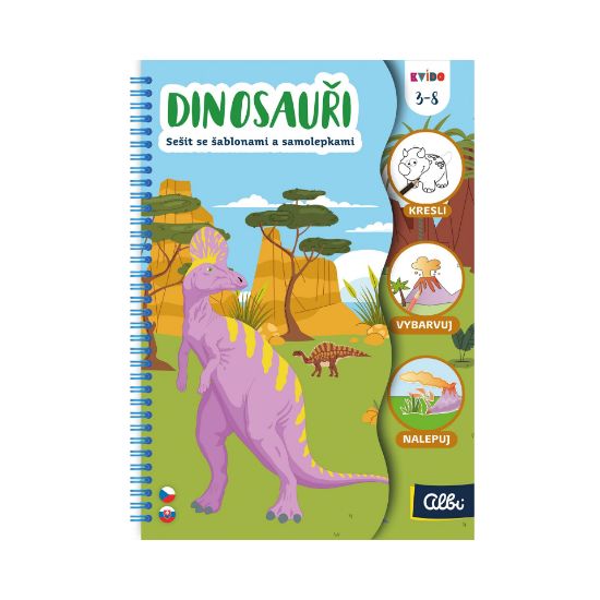 Obrázek Kvído - Sešit se šablonami - Dinosauři